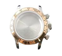 GAOJUDAF 39.3mm Dia Stainless Steel Case Fit VK63 VK63A Movement, Sapphire Crystal Glass Case 20mm Width Strap 1set(Black golden)