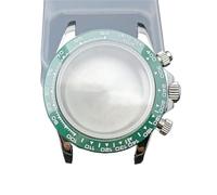 GAOJUDAF 39.3mm Dia Stainless Steel Case Fit VK63 VK63A Movement, Sapphire Crystal Glass Case 20mm Width Strap 1set(White green)