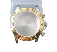 GAOJUDAF 39.3mm Dia Stainless Steel Case Fit VK63 VK63A Movement, Sapphire Crystal Glass Case 20mm Width Strap 1set(Black gold)