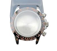 GAOJUDAF 39.3mm Dia Stainless Steel Case Fit VK63 VK63A Movement, Sapphire Crystal Glass Case 20mm Width Strap 1set(Pink black)