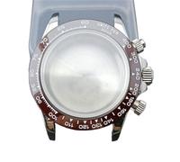 GAOJUDAF 39.3mm Dia Stainless Steel Case Fit VK63 VK63A Movement, Sapphire Crystal Glass Case 20mm Width Strap 1set(White red)