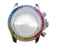 GAOJUDAF 39.3mm Dia Stainless Steel Case Fit VK63 VK63A Movement, Sapphire Crystal Glass Case 20mm Width Strap 1set(Orange blue)