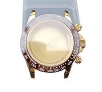 GAOJUDAF 39.3mm Dia Stainless Steel Case Fit VK63 VK63A Movement, Sapphire Crystal Glass Case 20mm Width Strap 1set(Gold deep red)