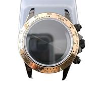 GAOJUDAF 39.3mm Dia Stainless Steel Case Fit VK63 VK63A Movement, Sapphire Crystal Glass Case 20mm Width Strap 1set(Black Rose gold)