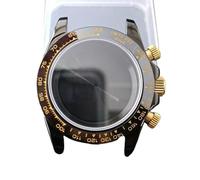 GAOJUDAF 39.3mm Dia Stainless Steel Case Fit VK63 VK63A Movement, Sapphire Crystal Glass Case 20mm Width Strap 1set(Black)