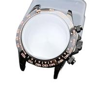 GAOJUDAF 39.3mm Dia Stainless Steel Case Fit VK63 VK63A Movement, Sapphire Crystal Glass Case 20mm Width Strap 1set(Black pink)