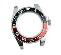 GAOJUDAF 43mm Men's Silvery Steel Case, Clear Sapphire Glass Watch Shell Bezel Repair Replacement Part 1piece(Black red)