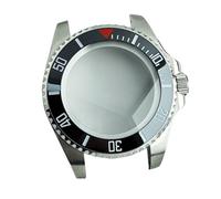 GAOJUDAF 43mm Men's Silvery Steel Case, Clear Sapphire Glass Watch Shell Bezel Repair Replacement Part 1piece(Red Black)