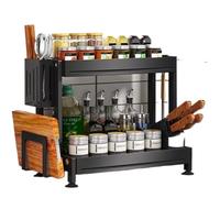 GAOJUNAN Bottle Jars Storage 201 Stainless Steel Spice Rack Storage Rack Kitchen Storage Holder Seasoning Organizer Countertop Spice Jar Shelf Without Jars(2-Tier)