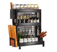 GAOJUNAN Bottle Jars Storage 201 Stainless Steel Spice Rack Storage Rack Kitchen Storage Holder Seasoning Organizer Countertop Spice Jar Shelf Without Jars(3-Tier)