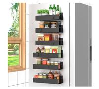 GAOJUNAN Bottle Jars Storage 6 Pack Magnetic Spice Rack Carbon Steel Wall Mount Spice Organizer For Refrigerator And Oven Fridge Storage Shelf Without Jars