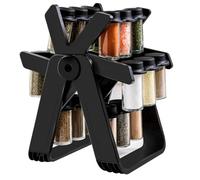GAOJUNAN Bottle Jars Storage Black Rotating Ferris Wheel Spice Rack Set With 18 Glass Spice Cans For Kitchen Countertops Cabinets Without Jars