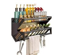 GAOJUNAN Bottle Jars Storage Wall Mounted Aluminum Spice Rack 2-Tiers Spice Organizer Kitchen Storage Shelf Seasoning Storage Organizer Without Jars(60cm)