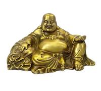 GAOJUNAN Buddha Statue,Zen Altars, 5.7in Laughing Buddha Statue For Good Luck Brass For Home Living Room Décor Desk Shelf Decoration
