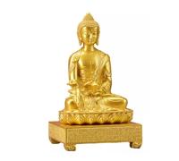 GAOJUNAN Buddha Statue,Zen Altars, 9.2inch Buddha Statue With Base Brass Sitting For Home Living Room Office Decor Desk Shelf Decoration(Gold)