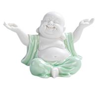 GAOJUNAN Buddha Statue,Zen Altars, Ceramics Buddha Statue 5.9 Inch Sitting Maitreya Laughing Happy Stone Figurine For Home And Car Decor Desk Shelf Decoration