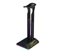 GAOJUNAN Desktop Headphone Stand, RGB Headphone Holder Rack Gamer Headset Display Stand Type-C Input Dual USB Output Gaming & Office Accessory