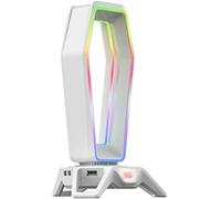 GAOJUNAN Desktop Headphone Stand, RGB Headset Stand Multi-Functional Headphone Holder Hanger Display Shelf With 3 USB 2.0 / Virtual 7.1 Surround Gaming & Office Accessory(White)