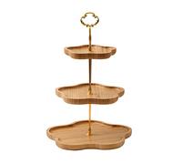 GAOJUNAN Fruit Bowl Snack 2/3 Tiers Bamboo Fruit Basket Holder Decorative Bowl Stand Dining Table Counter Organizer Kitchen Accessories Table Décor(A,3 Tier)
