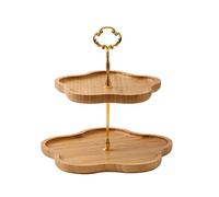 GAOJUNAN Fruit Bowl Snack 2/3 Tiers Bamboo Fruit Basket Holder Decorative Bowl Stand Dining Table Counter Organizer Kitchen Accessories Table Décor(A,2 Tier)