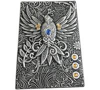 GAOJUNAN Notebook Work Writing A5 Notebook, European Embossed Retro, Witch Shadow Book Magic Note Undead Bird，Three-Dimensional Leather Journal Office Supplies(B)