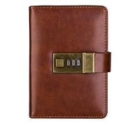 GAOJUNAN Notebook Work Writing A7 Leather Notebook Password Lockable Diary European Retro Minimalist Literary Aesthetic Hand Books Exquisite Journal Office Supplies
