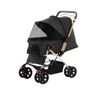 GAOJUNAN Pet Robust Buggy Foldable Dog Stroller With 4 Wheels Cat Stroller Pet Stroller For Small Medium Cats Dogs Folding Stroller For Travel Walk Pram Jogger Trolley(Black)