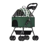 GAOJUNAN Pet Robust Buggy Folding Dog Cart Stroller 3 In 1 Pet Stroller With Detachable Carrier Storage Basket 4 Wheels For Small Medium Dogs Cart Pram Jogger Trolley(Grün)