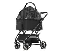 GAOJUNAN Pet Robust Buggy Folding Dog Stroller With Storage Basket Travel Pet Cat Stroller With Wheels Puppy Stroller For Medium Small Pram Jogger Trolley(A)