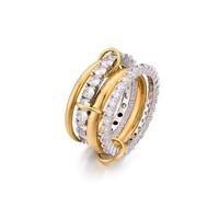 GAOKOXI Chunky Gold and Silver Stackable Rings Set for Women Gold Statement Rings Non Tarnish Vintage Gold Cubic Zirconia Ring Trendy Costume Jewelry, Size 7=54mm, Rhinestone, Rhinestone
