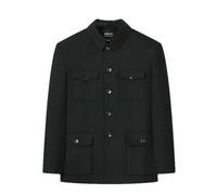GaoLeAve Mens Suits Jacket Chinese Tunic Suit Black Mandarin Wing Collar Blazer Zhongshan Coat Men Classical Tang suit Jackets black S
