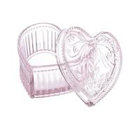 Gaolinci Crystal Glass Heart-Shaped Storage Box Embossed Jewelry Box Candy Box with Lid