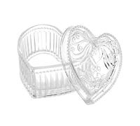 Gaolinci Crystal Glass Heart-Shaped Storage Box Embossed Jewelry Box with Lid