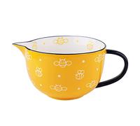 Gaolinci Cute Bee Pattern Kitchen Ceramic Mixing Bowl, 1 Quart Large Bowl, with Pouring Spout and Handle