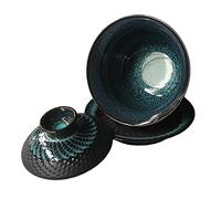 Gaolinci Kiln Glazed Ceramic Jianzhan Teacup Kung Fu Tea Cup and Saucer with Lid. 5 Oz Sancai Gaiwan