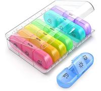 GAOLINGS EU 21 Compartment Weekly Pill Organizer, Portable Pill Boxes 7 Day 3 Times A Day，Pill Box with Removable Daily Cases for Vitamins,Fish Oil and Supplements(Black,B)