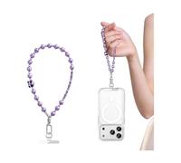 GAOLINGS EU Cute Phone Lanyard with 15 options,Anti-Loss Design Wrist-style premuim felling women's pearl phone lanyard with ultra-thin spacers and a strong strap.(Purple,Panda+Bamboo)