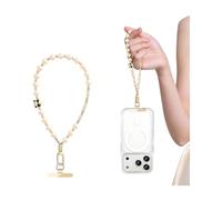 GAOLINGS EU Cute Phone Lanyard with 15 options,Anti-Loss Design Wrist-style premuim felling women's pearl phone lanyard with ultra-thin spacers and a strong strap.(Gold,Panda+Bamboo)