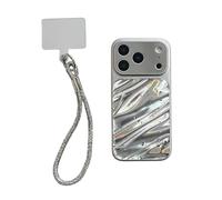 GAOLINGS EU Glitter Feather style for Iphone 17Promax & wrinkle Textured option, case & Lanyard Versions, Anti-Scratch Protection, cute Patterns for apple 17pro max(Pleated+lanyard,IPhone17pro)