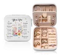 GAOLZIUY Christian Bible Verse Travel Jewelry Box, Baptism Religious Faith Spiritual Inspirational Gifts for Women Teen Girls, Flowers Portable Jewelry Organizer Storage Case