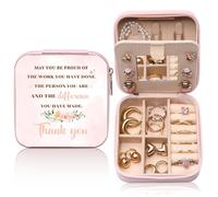 GAOLZIUY Thank You Gifts for Employee, May You Be Proud of The Work Travel Jewelry Box, Portable Jewelry Organizer Case for Women, Appreciation Farewell Gifts for Coworkers Employee