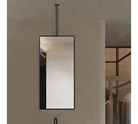 Gaommini Square Mirror for Ceiling Hanging Rod, Rectangular Mirror Black Metal Frame Mirror, Ceiling Mounted Mirror for Bathroom Vanity Shaving (Size : 50cmx70cm)