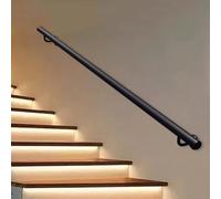 Gaommini Wall Mount Staircase Bannister Handrail with Black Metal Brackets, Hand Rail for Stair Outdoor Indoor Grab Bar Rail, Stair Handrail - 1ft 3ft 5ft 7ft 15ft 20ft(14ft/420cm)