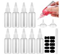 Gaomoeny 10 Pcs Small Squeeze Bottle(5 Pcs100ml+5 Pcs 60ml), Plastic Squeeze Condiment Bottles, Squeeze Liquid Dropper Dispensing Bottles Containers for Sauce Lotion, with Funnels, Labels, Pen