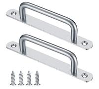 Gaomoeny 2 Pcs Sliding Door Handles, Pull Push Door Handles, Stainless Steel Sliding Bathroom Kitchen Cupboard Cabinet Garage Shed Barn Gate Door Handles with Metal Plates（160mm/6.29in）