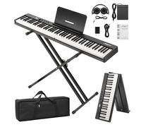 GAOMON Folding Piano Keyboard,Portable Piano Keyboard 88 Keys for Beginner,Full Size Digital Piano with Piano Stand,Sustain Pedal,Headphones, Handbag, Bluetooth, USB MIDI for Beginner,Kids,Adult