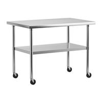 GAOMON Stainless Steel Table[36" X 24"][NSF Certified] with Undershelf[Caster Wheels] Heavy Duty Metal Commercial Kitchen Table for Home, Restaurant, Hotel