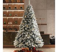 GAONUDAN 7ft/210cm Flocked Christmas Tree, Artificial Snow Covered Christmas Tree, Bushy Christmas Tree with Foldable Stand for Indoor/Outdoor Use for Holiday Decoration, 1000 Tips
