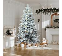 GAONUDAN 7FT Flocked Christmas Tree, Artificial Christmas Tree with Snow and Branch Tips, Environmentally Friendly Fire-Retardant Artificial Christmas Tree with Flocked Christmas Tree for Home, Outdo