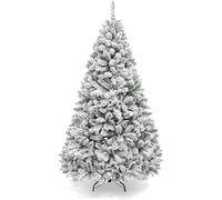 GAONUDAN 7FT Snow Flocked Christmas Tree - Premium Artificial Spruce Christmas Tree with White Heavy Snow Flocking Lightweight and Easy to Assemble with Christmas Tree Metal Stand 1000 Tips